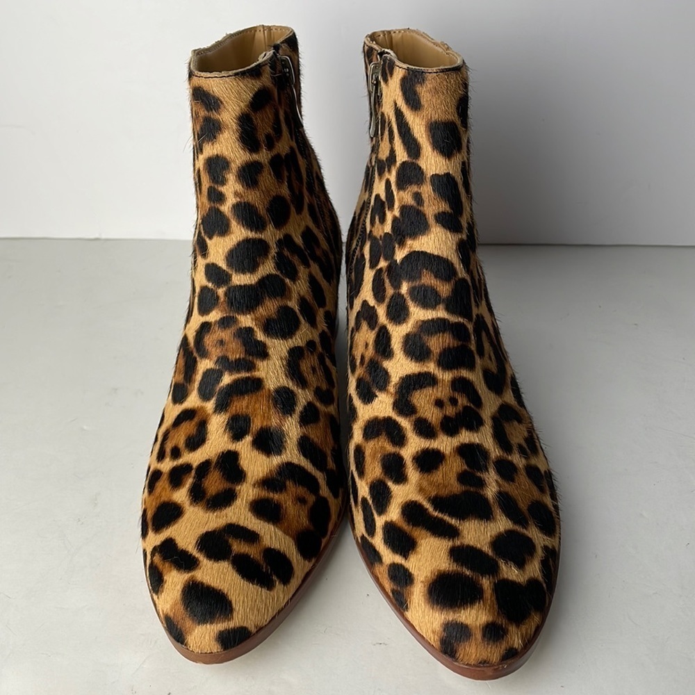 J Crew Walker Leopard Calf Hair Ankle Boots 6.5 - Picture 2 of 9